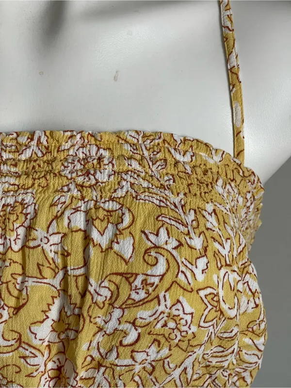 BILLABONG | Yellow Floral Smocked Crop Top Sz M - Image 3