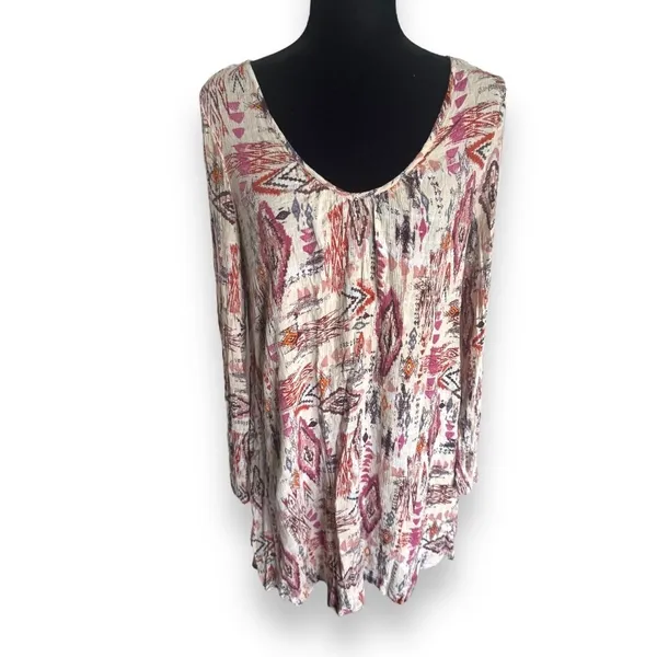 Billabong Womens Dress Sz S Cross Back Mini Babydoll Boho Hippie‎ Tribal Print - Image 4