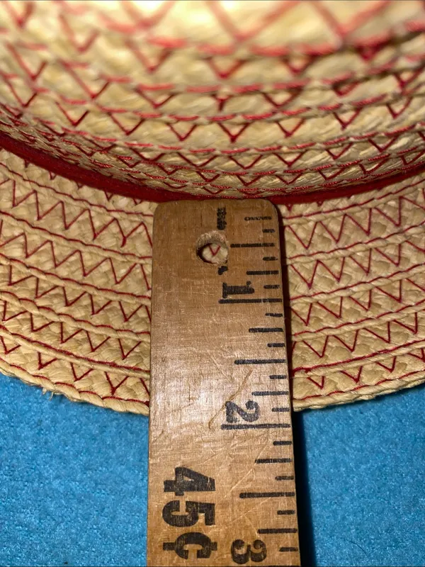 ANN TAYLOR paper straw trilby fedora pinched front red stitching size OSFA - Image 11