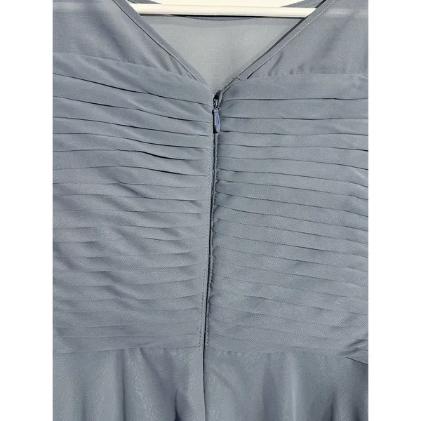 Azazie Kaleigh Dusty Blue A-Line Pleated Chiffon Floor-Length Bridesmaid Dress 4 - Image 3