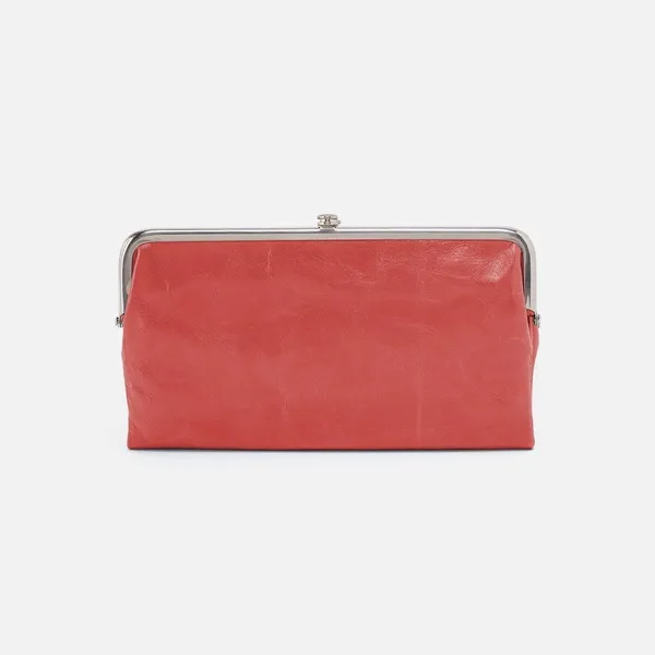 HOBO International Lauren Pink Leather‎ Double Frame Kisslock Clutch Wallet - Image 2