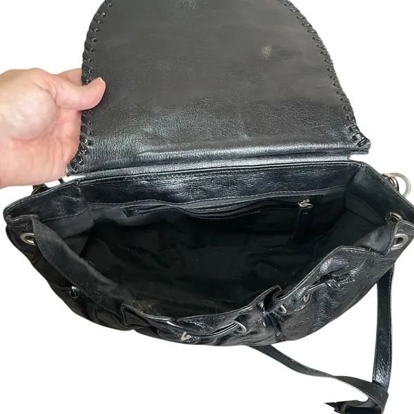 Black Leather‎ Brown White Cowhide Boho Purse Mondrina Handbag Western Cowgirl - Image 5