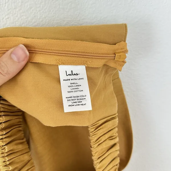 Lulus 100% Linen “Caught in Cannes" Mustard Cutout Cropped Tank Top Sz M Indie - Image 10