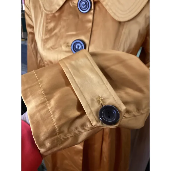 L.N. San Francisco Mustard Gold Satin Fit and Flare Pleated Jacket Size S - Image 3