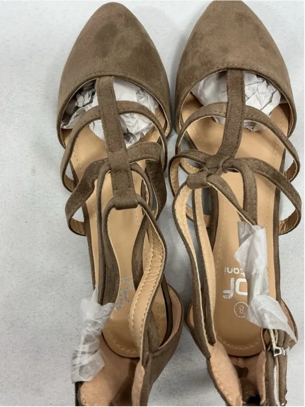 Womans New Betani Abela Dressy Strappy Ballet Flats Size 8 Taupe Back Zip - Image 5