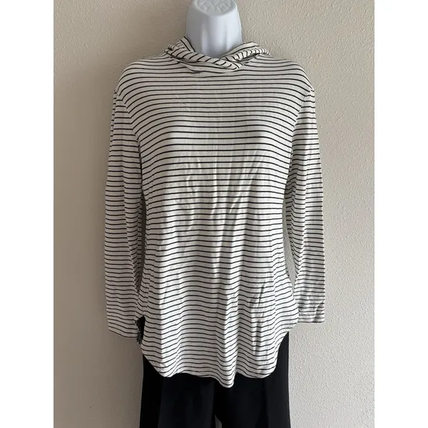 Daily Ritual Women's Supersoft Terry Long-Sleeve Hoodie Pullover White/Black XS‎ - Image 5