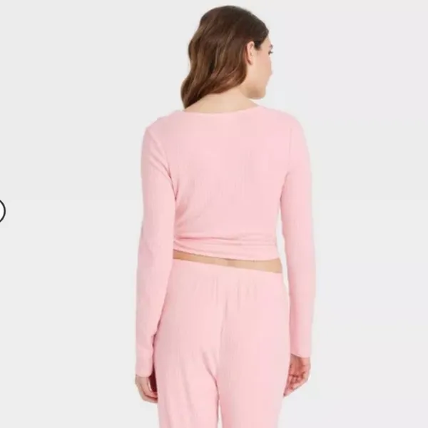 Colsie Balletcore Pink Cozy Wrap Top, Bralette, & Ribbed Jogger Set - size XL - Image 16