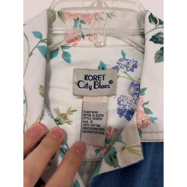 Vintage Koret City Blues Vintage Denim Floral Vest Small Blue Rose Back Cotton M - Image 3