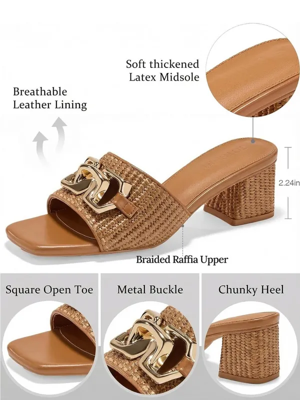 GotSoft Women's Tan Raffia Slide Sandals Size 7.5 - Image 4