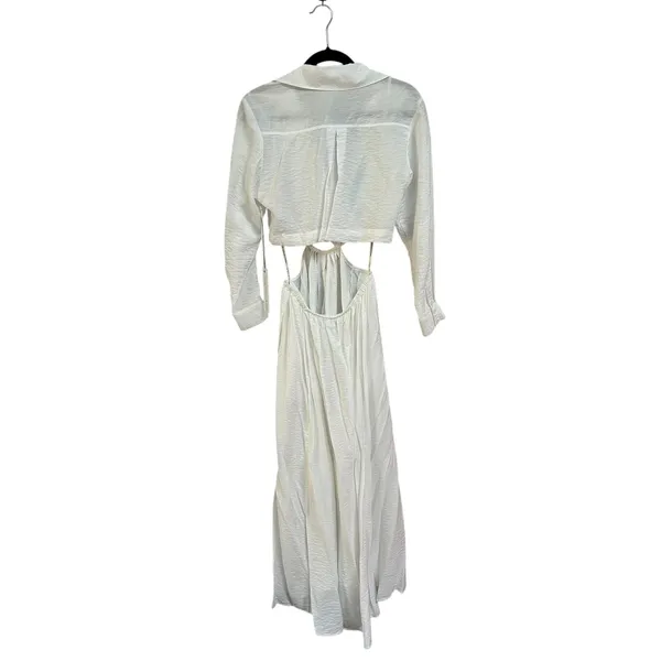 NWT Young Fabulous & Broke‎ White Derby Maxi Shirt Dress Cutout Waist Size Small - Image 3
