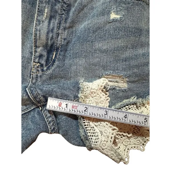 Free People Lacey Cut Off Denim Jean Shorts Distressed Light Blue Faded - Image 8