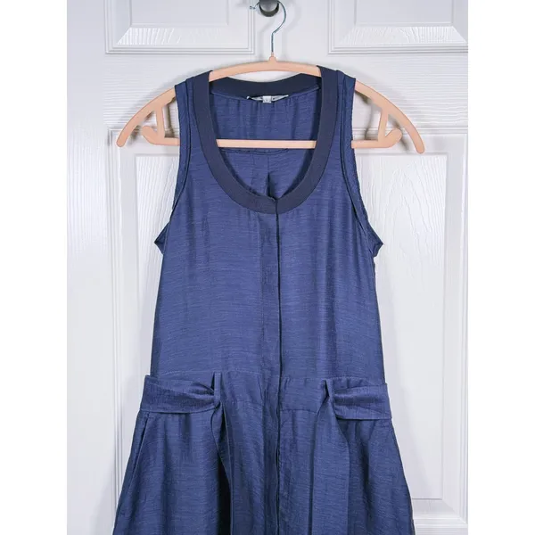 Reiss Keeley Sleeveless Belted Midi Dress Hemp Size 4 Blue Classic Quiet Luxury - Image 5