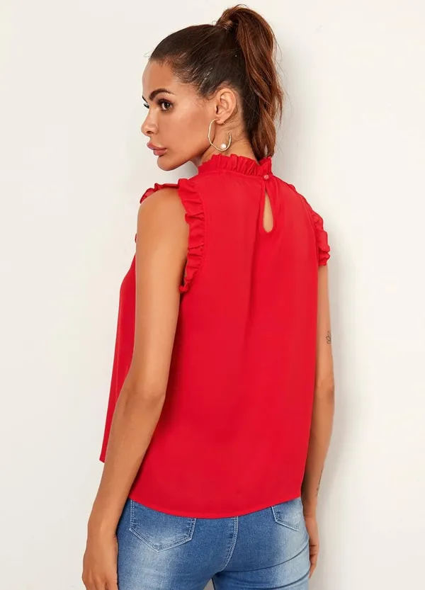 SheIn Red Ruffle Sleeve Top - Image 2