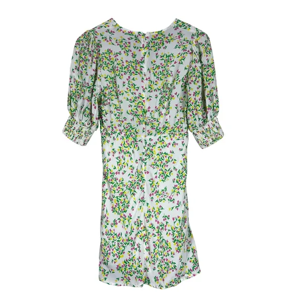 RIXO for Target Floral Tulip Mini Dress White Pink Green Smocked Puff Sleeve 2 - Image 4
