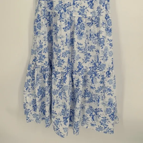 Tuckernuck Ginger Dress Medium Blue Floral Toile Maxi Coastal Grandmother Preppy - Image 12