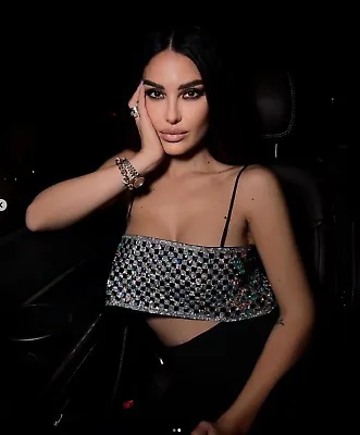 ZARA crop top shiny strappy rhinestones party night out - Image 2
