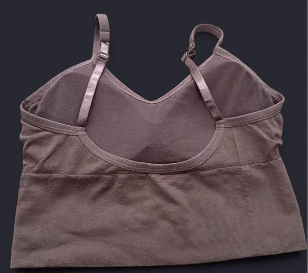 Brown Minimalist Sports Bra with Adjustable Straps - Image 7
