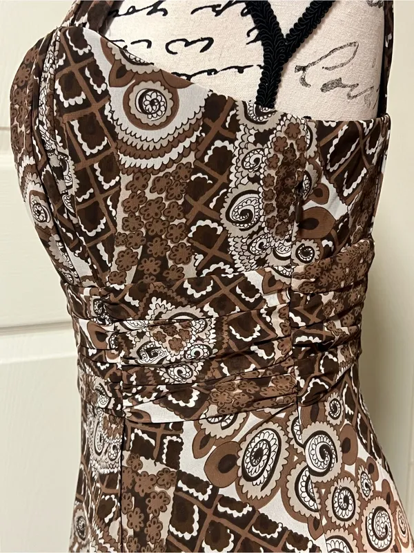 Whimsy patterned brown maxi Dress Size 10 - Image 3