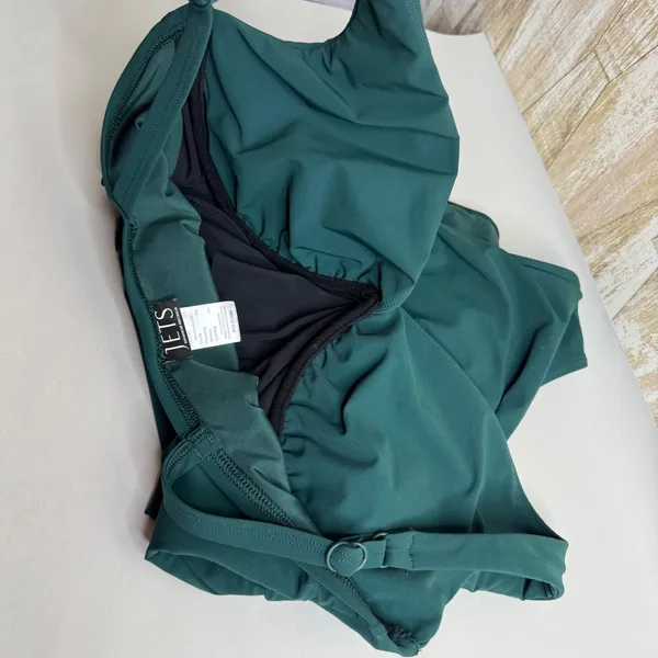 JETS Swimwear Australia Dark Green One Piece V-Neck Ruched Swimsuit USA 12 UK 16 - Image 6