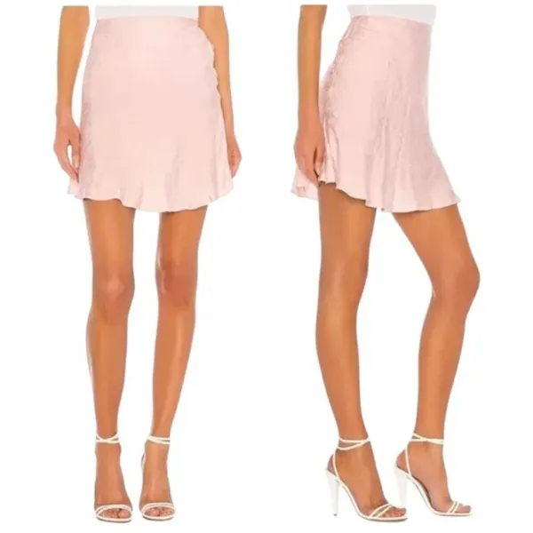 L'Academie Skirt Women XS Primrose Pink Satin‎ Floral The Elsa Button Mini Slip - Image 2