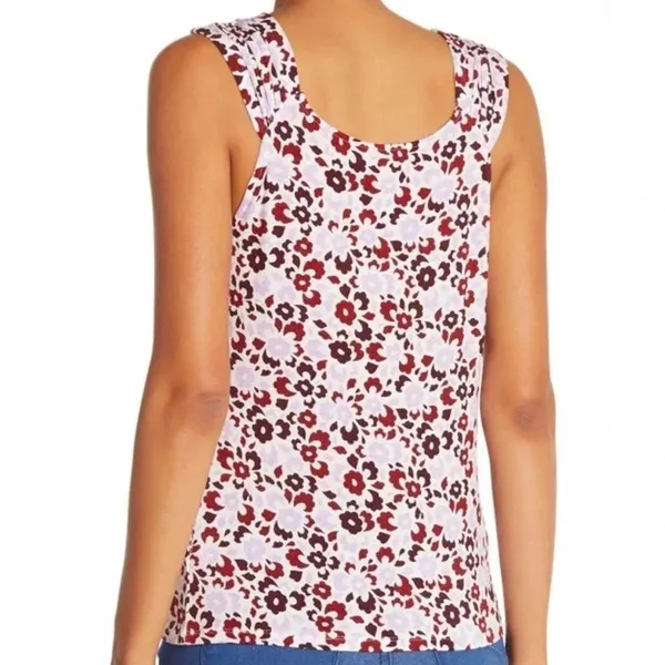 14th & Union Shirred Shoulder Tank Top Floral Tee M v6x - Image 2