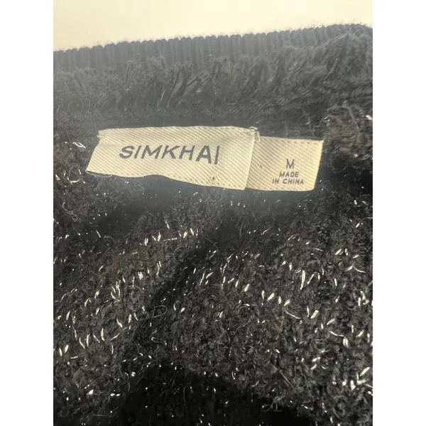 SIMKHAI‎ Metallic Boucle Tweed Bustier Top Black Medium - Image 7