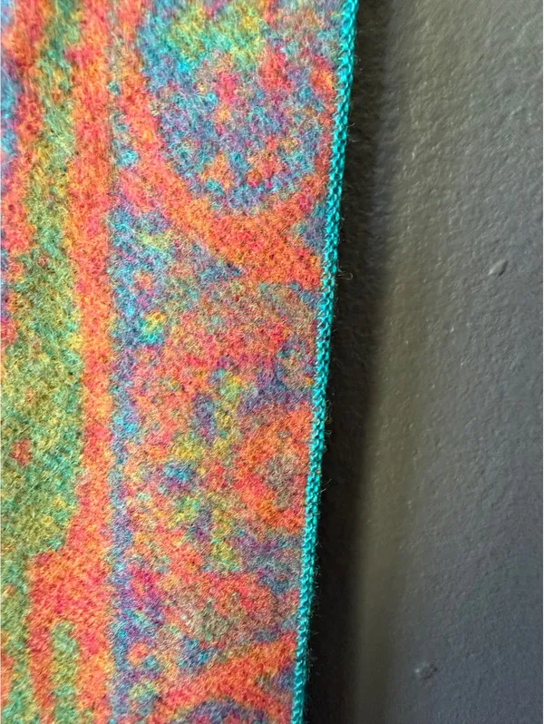 100% Silk Turquoise and Coral Floral Shawl Wrap - Image 10