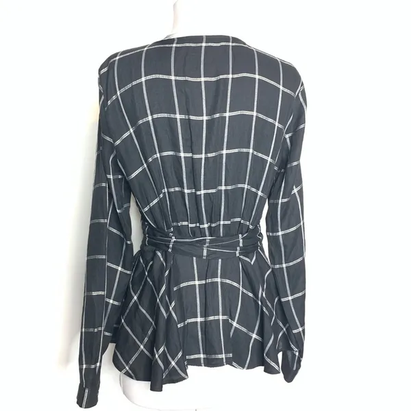 NWT‎ Loft windowpane peplum wrap top - Image 3