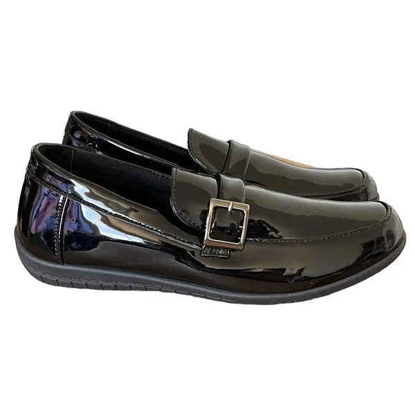 Y2K Penny Loafers Shoes Women's Sz 7 W Vegan Leather Preppy Punk Gothic Grunge - Image 3