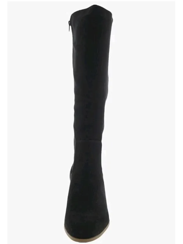 Womens Faux Suede Mid Calf Knee Boots Black Size 11 Preppy Minimalist Fall NEW - Image 2