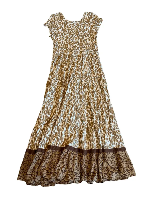 Soft Surroundings Kara Animal Print Maxi Dress Flowy Tiered Neutral Size XS - Image 8