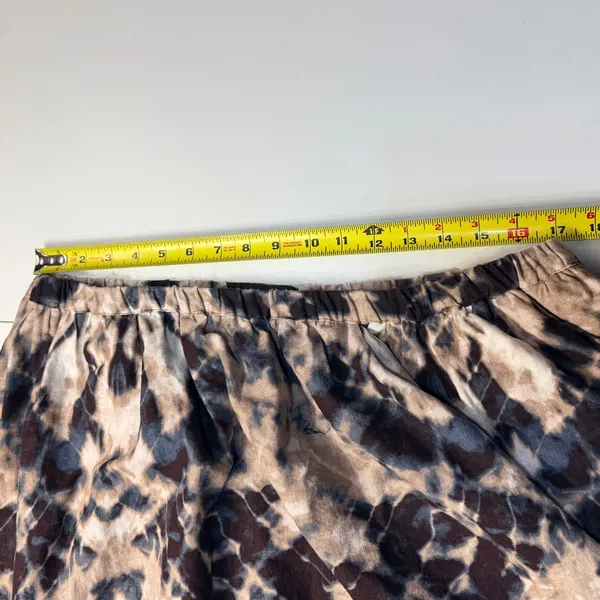 Simply Vera Vera Wang Skirt XL Tan Navy Tie Dye‎ Elastic Waist Midi A-Line - Image 4