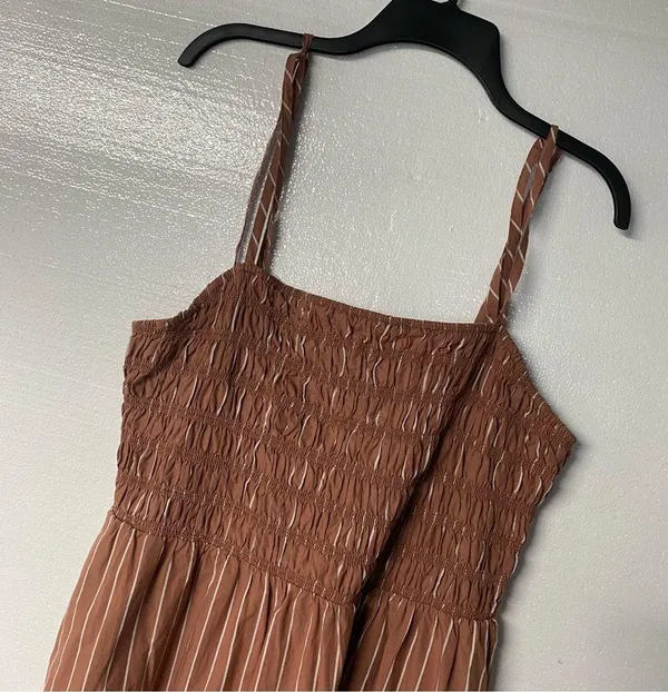 A New Day Dress Women Midi XXL Smocked Pockets Tie spaghetti Straps Pleasant - Image 2