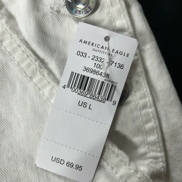 American Eagle White Denim Rainbow Strap Shortalls Overalls NWT - Image 4