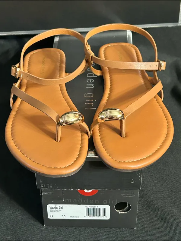 Madden Girl Treasuree Tan Paris Strappy Toe-Ring Sandals Women’s SZ 8 BNIB - Image 3