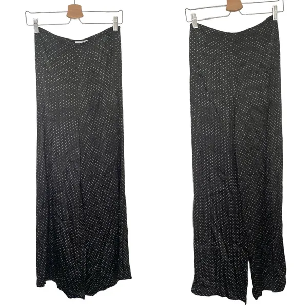 Ganni Black Polka Dot Satin Cameron Wide Leg Pant - Image 3