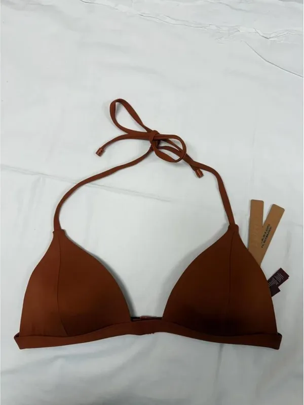 SKIMS Classic Swim Push Up Triangle Bikini Top Bronze Size L NWT - Image 4