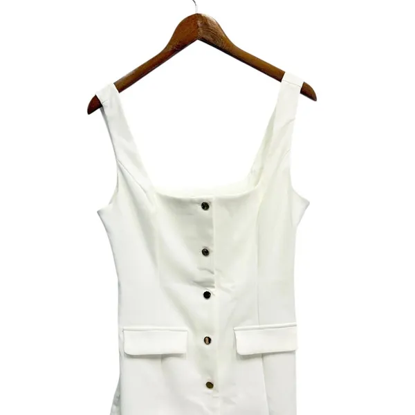 Showpo. Kenna Square Neck Button Down Mini Dress in Ivory size 6 NWT - Image 6