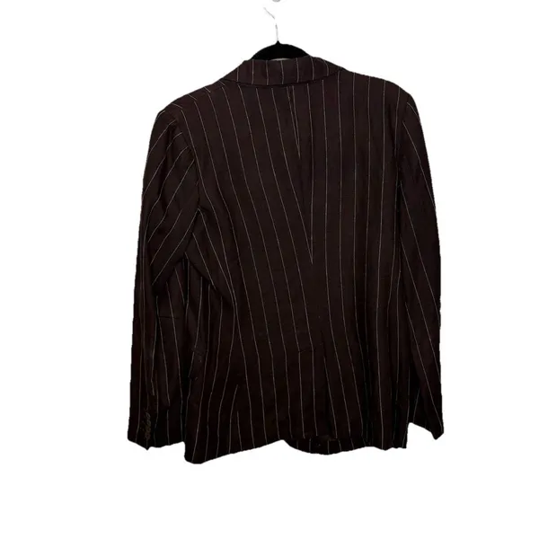 Isaac Mizrahi for Target Brown Linen Pinstriped Blazer Pants Suit Jacket Sz 8 - Image 5