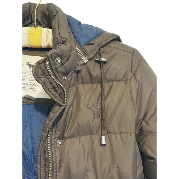 Vintage Y2K Abercrombie Puffer Jacket Hooded Parka Coat Womens M Brown Bella - Image 7