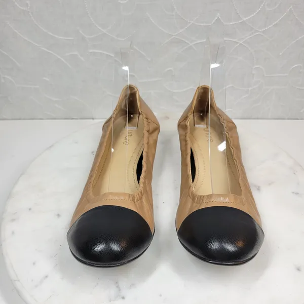 Nurture Luxford Ballet Flat Shoes Womens 7.5 Tan Black Leather Slip On Round Toe - Image 11