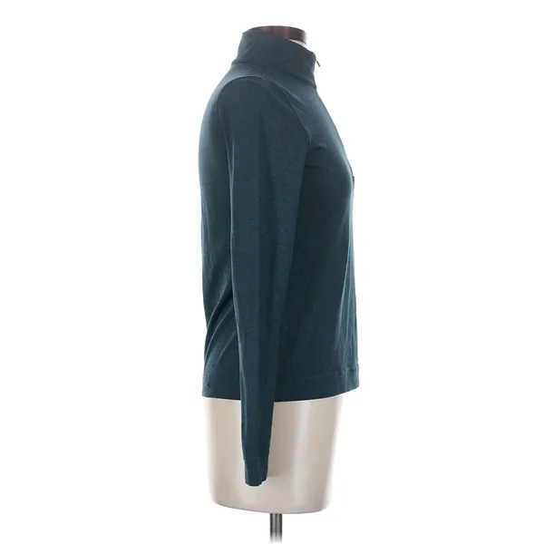 Vuori Teal Heather Half Zip Mock Neck Long Sleeve Performance Pullover Small - Image 3
