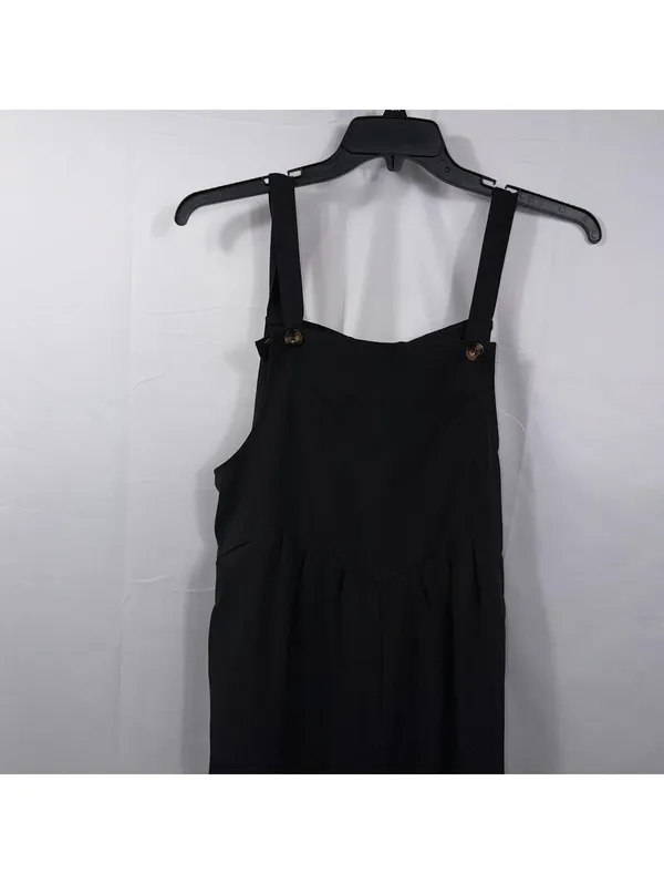 Women’s Black Wide Leg Jumpsuit Overalls Size Large - Image 2