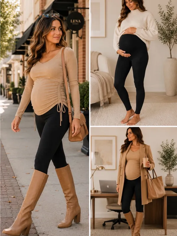 BLANQI Everday Maternity Belly Support Black Maternity Leggings~ Size Medium 💚🍄 - Image 2