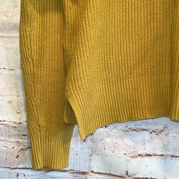 Madewell patch pocket pullover sweater mustard yellow small tight knit cotton S - Image 6