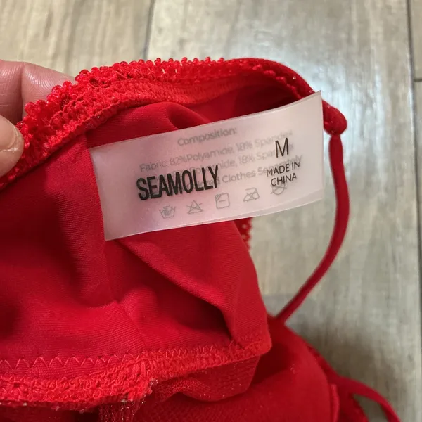 Seafolly Red Sparkly Cami Top Adjustable Straps Cropped Tank Bow‎ Accent Party Sexy - Image 5