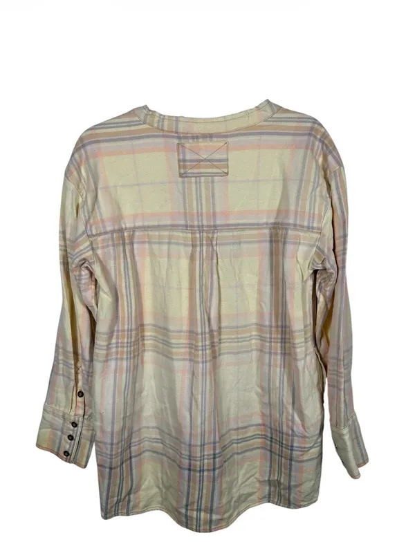 Free People We The Free Dunes Pintuck‎ Flannel Tunic Pastel Plaid XS - Image 4