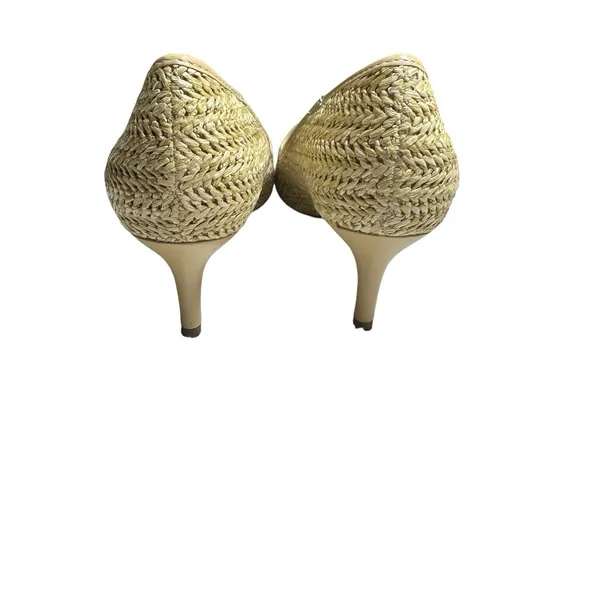 Aerosoles Women's Raffia Woven Kitten Heel Pumps Pointed Toe Natural Beige 8M‎ - Image 11
