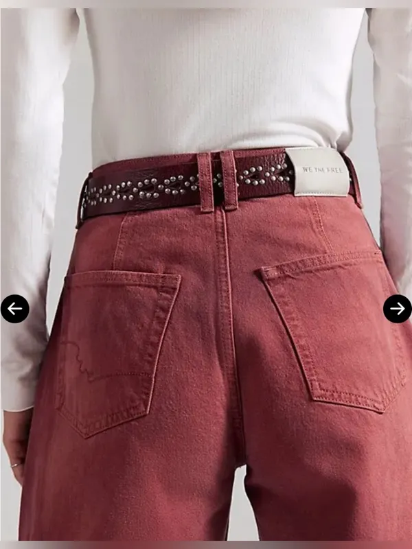 NWT Free People We The Free Bodie Arc Jeans - sangria pink red - 27 - Image 8
