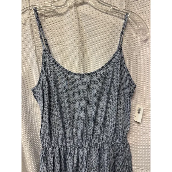 Old Navy Women's Blue White Geometric Spaghetti Strap Dress Cinched SZ‎ Med NWT - Image 6